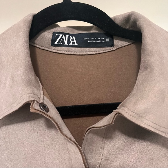 Zara Faux Suede Women's Tan Jacket S - Picture 2 of 7
